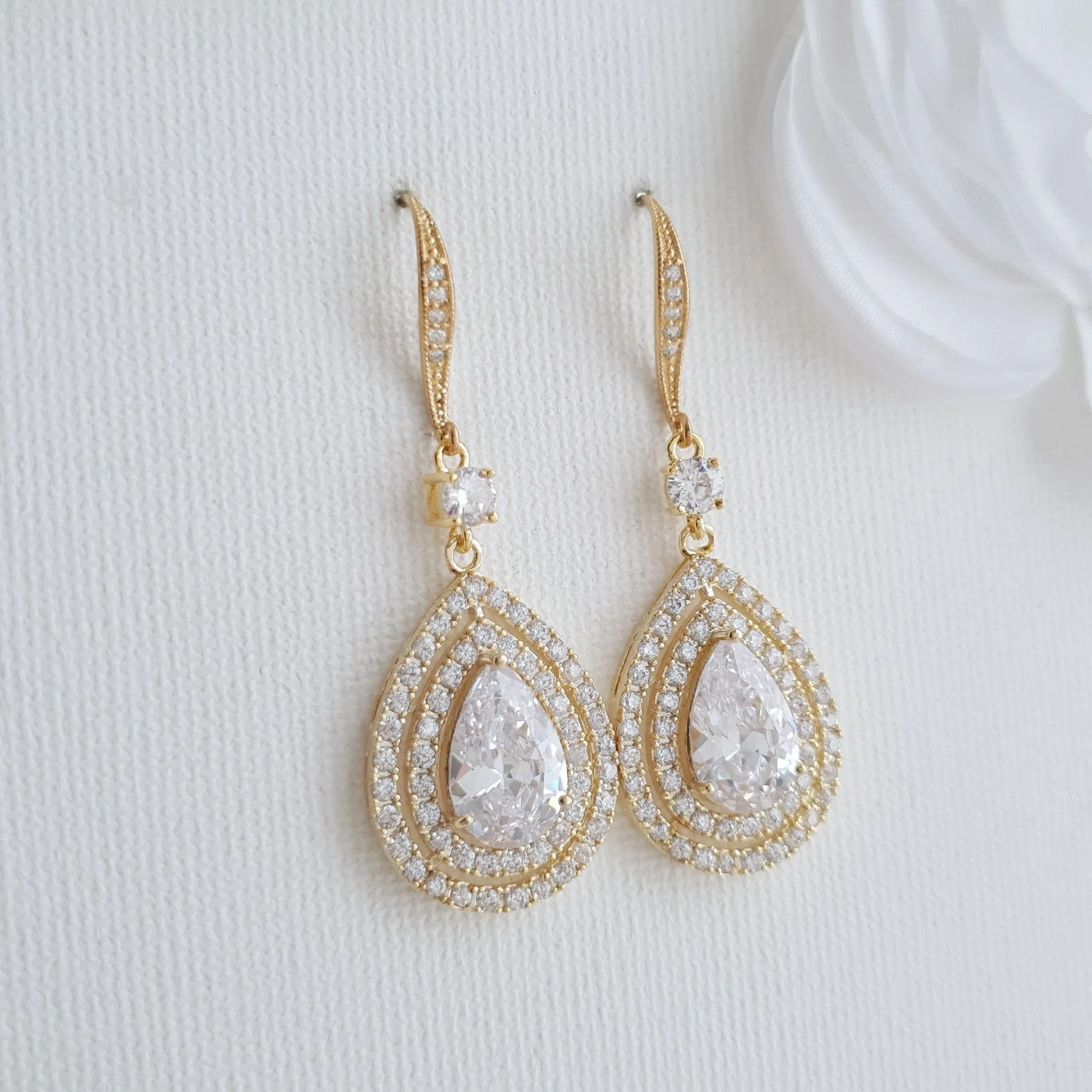 Rose Gold Large Teardrop Dangle Earrings-Joni