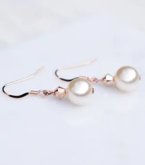 Rose Gold Pearl Drop Earrings