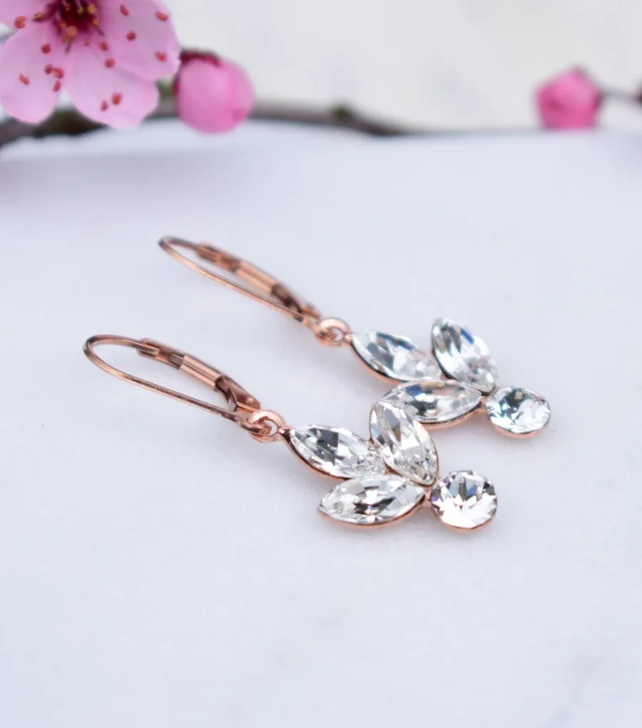 Rose Gold Rhinestone Cluster Earrings