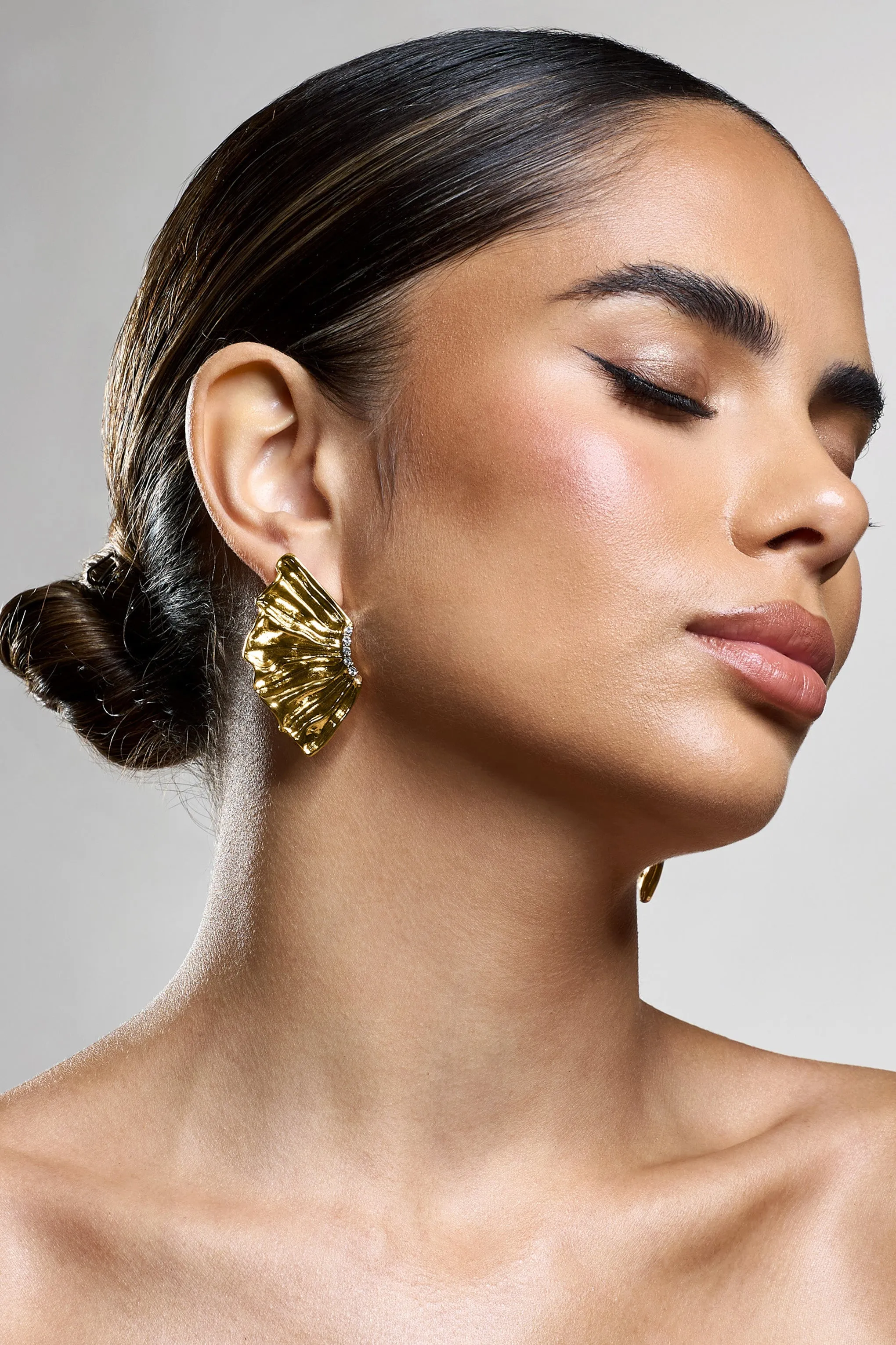 Roxana | Gold Diamante Abstract Earrings