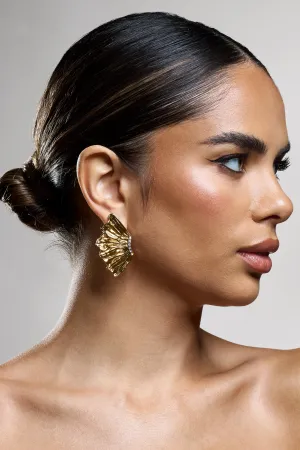 Roxana | Gold Diamante Abstract Earrings