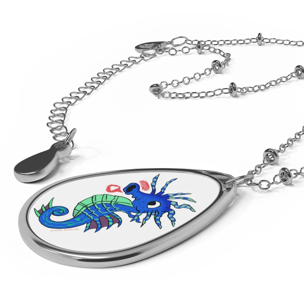 Scribblers the Seahorse Oval Necklace