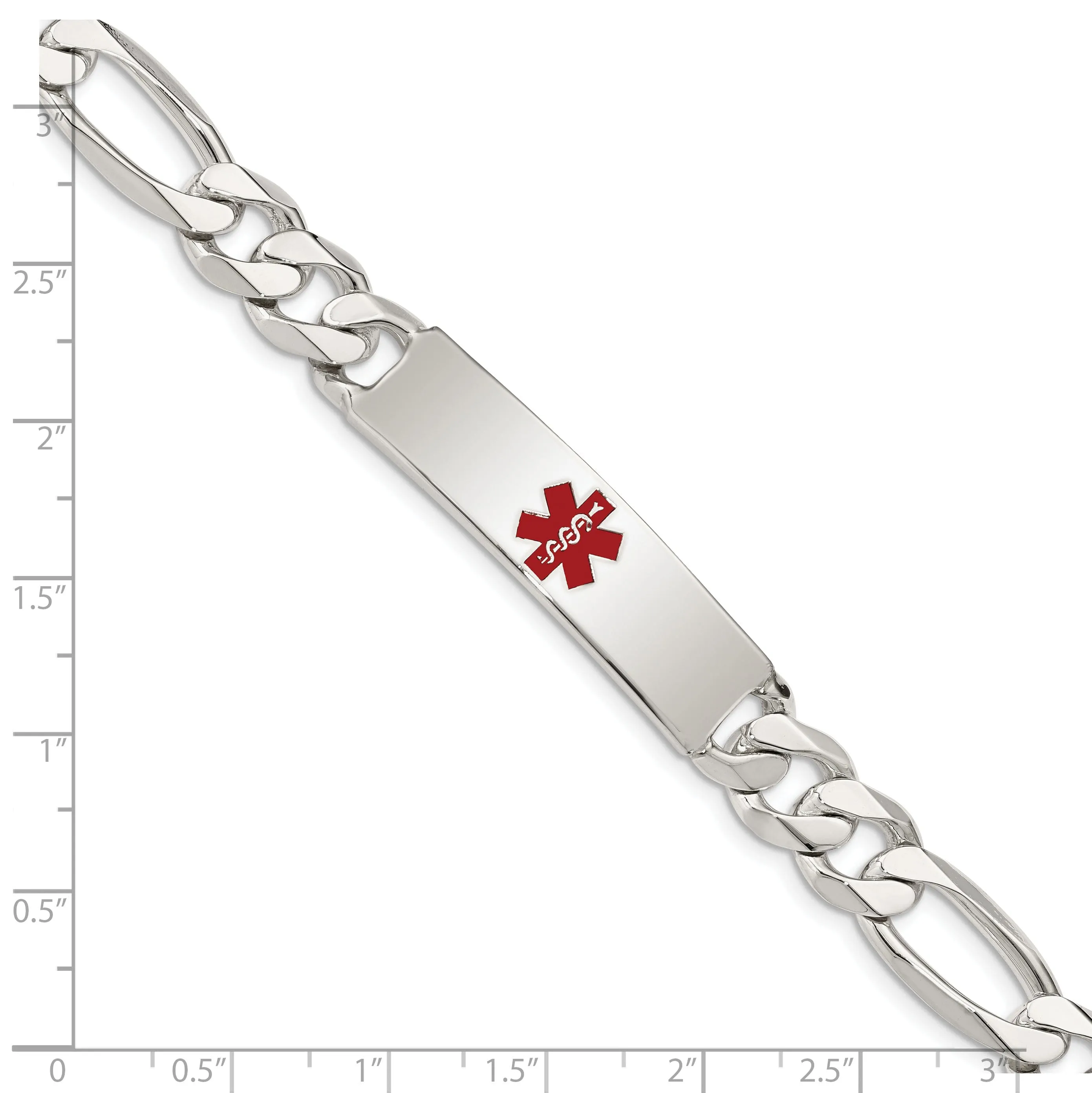 Silver 10-MM Wide Medical Anchor 8.50 inch ID Bracelet.