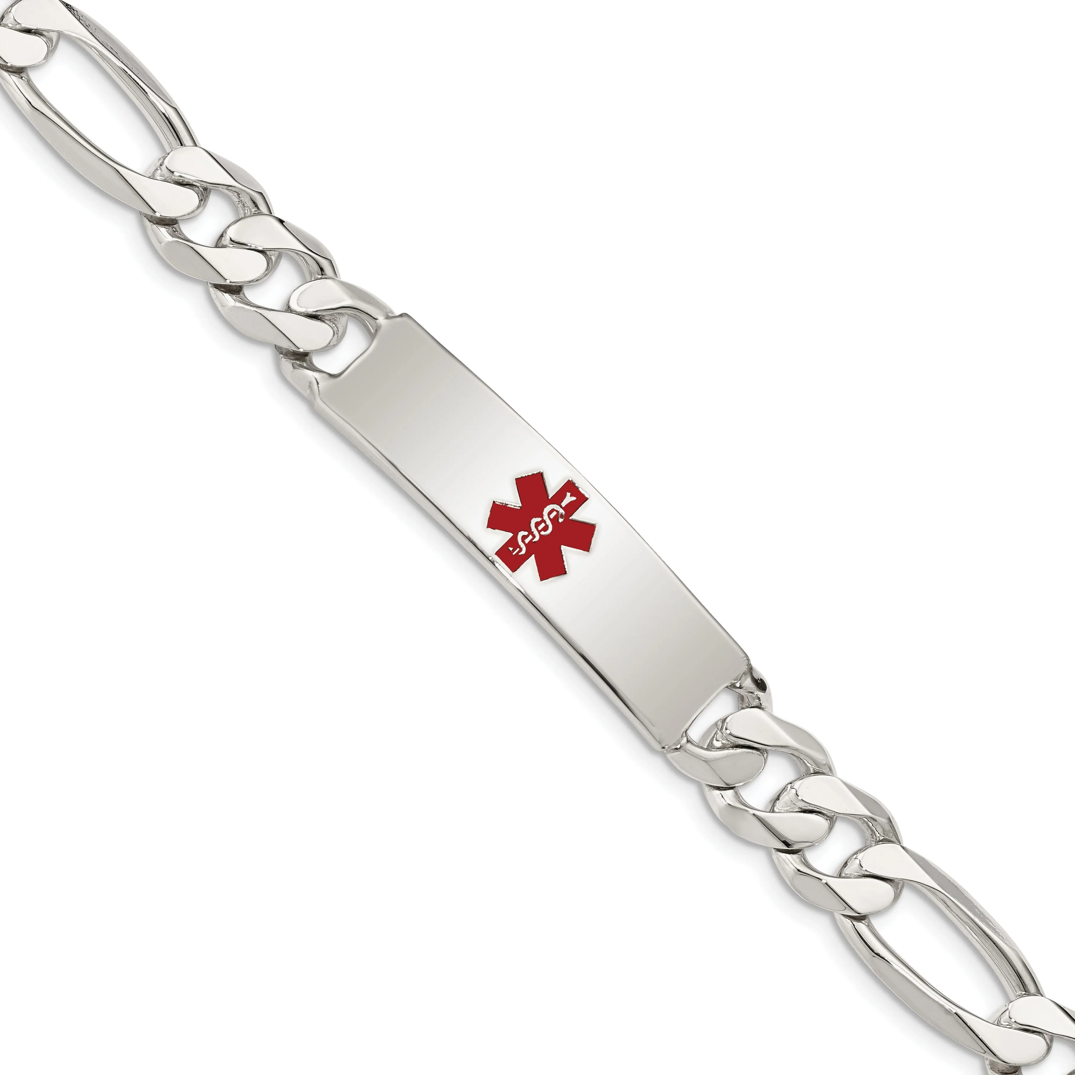 Silver 10-MM Wide Medical Anchor 8.50 inch ID Bracelet.