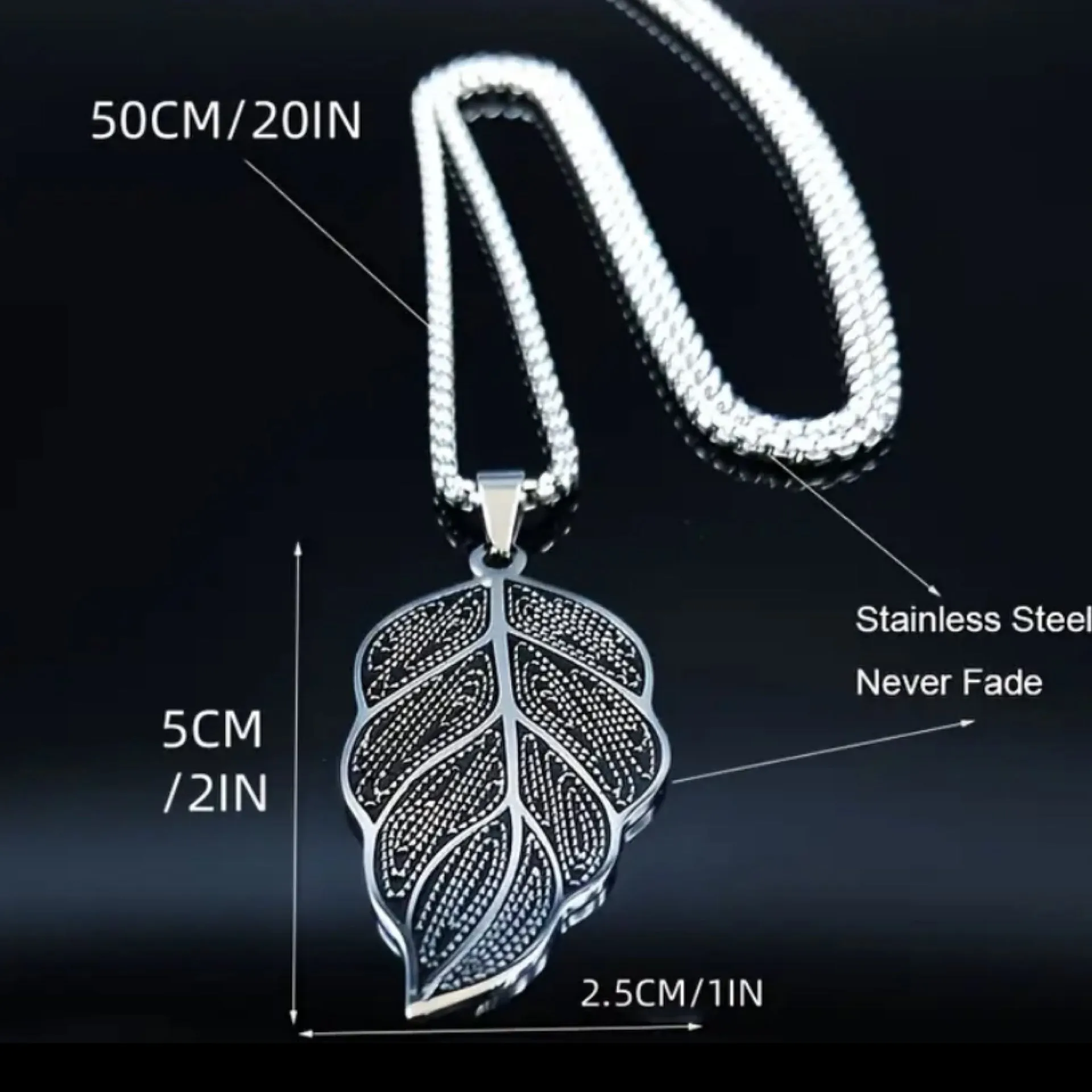 Silver Boho Leaf Pendant Necklace