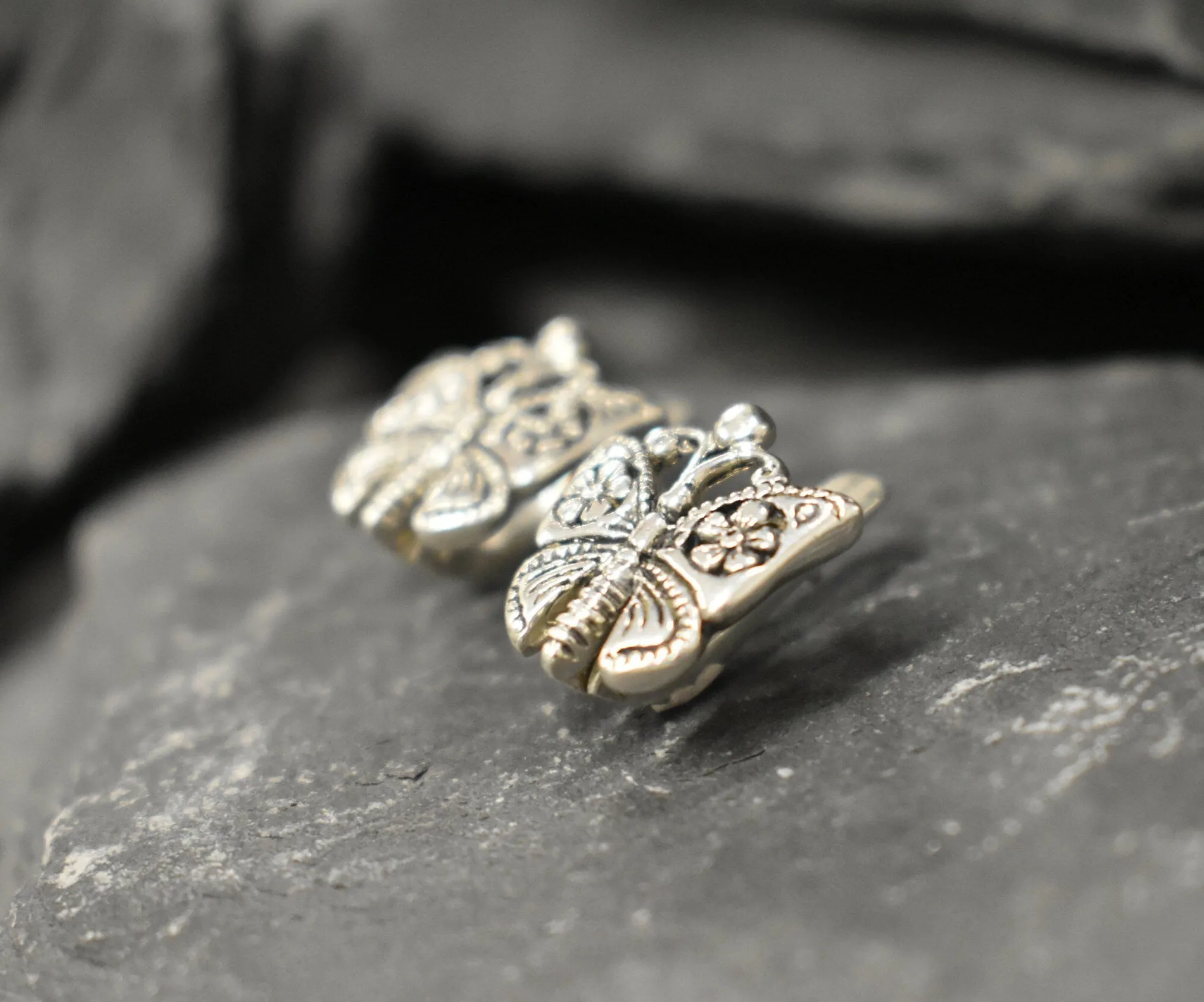 Silver Butterfly Earrings - Small Butterfly Studs - Small Animal Earrings