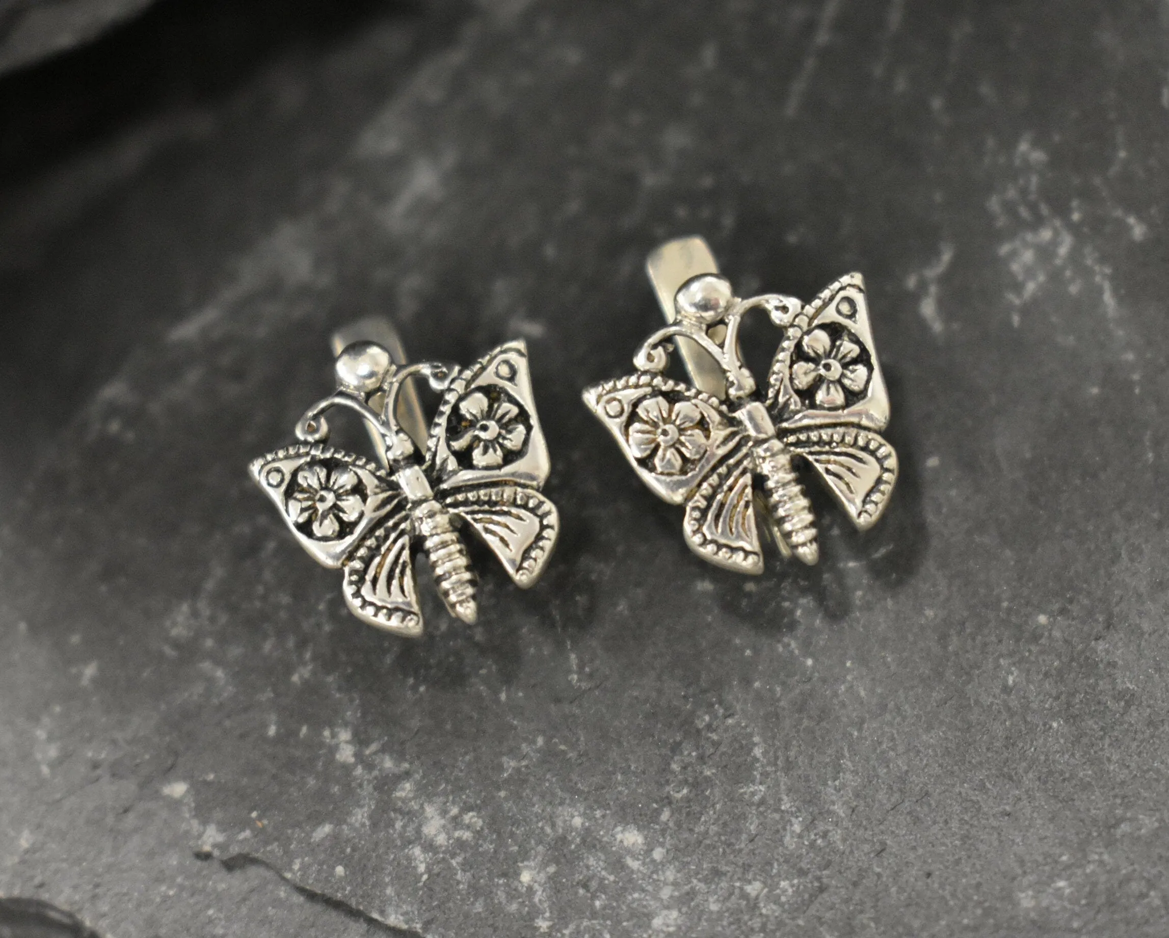 Silver Butterfly Earrings - Small Butterfly Studs - Small Animal Earrings