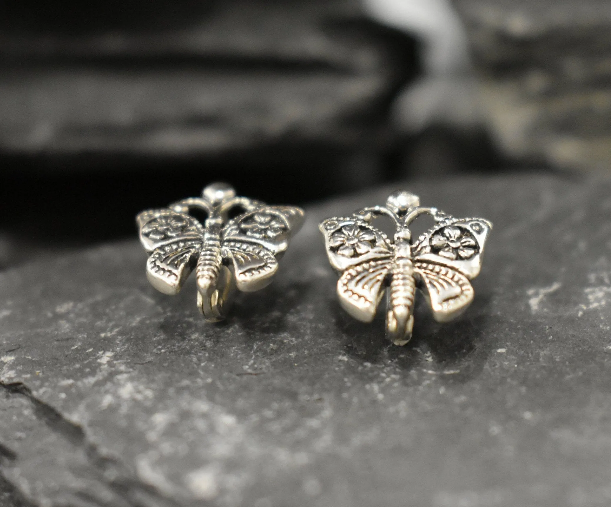 Silver Butterfly Earrings - Small Butterfly Studs - Small Animal Earrings