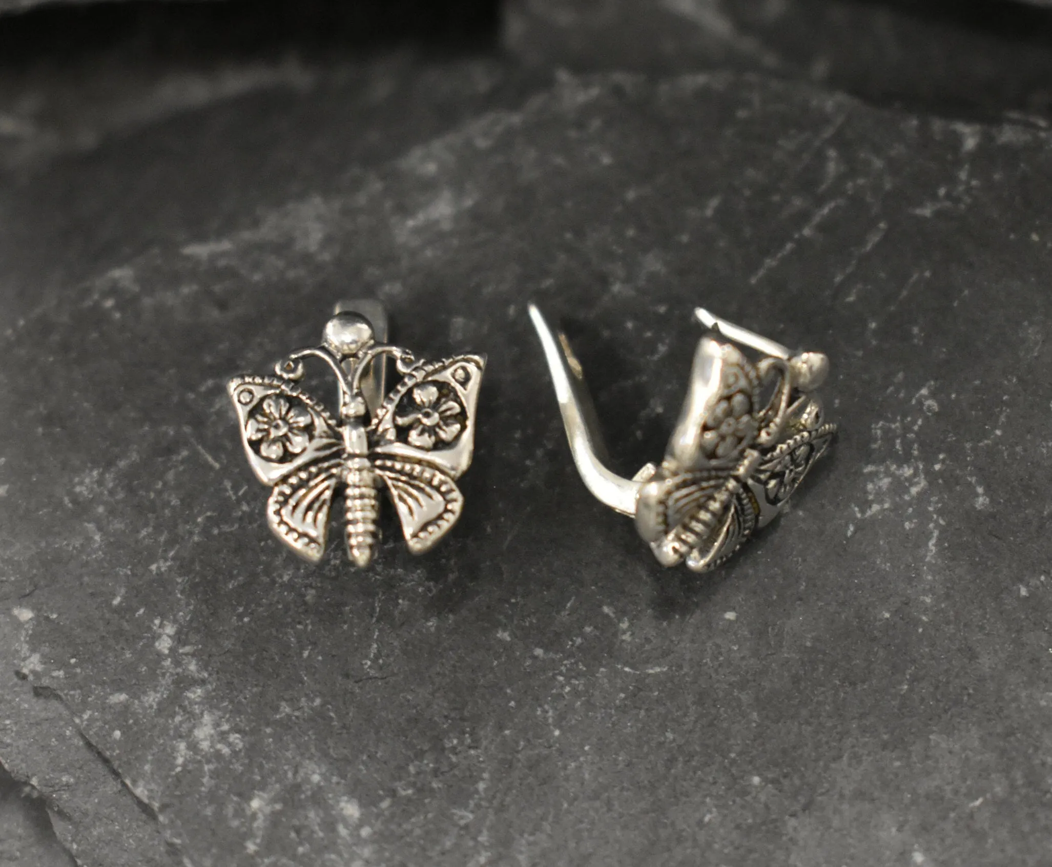 Silver Butterfly Earrings - Small Butterfly Studs - Small Animal Earrings