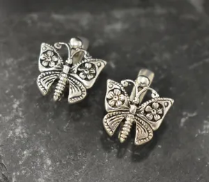 Silver Butterfly Earrings - Small Butterfly Studs - Small Animal Earrings