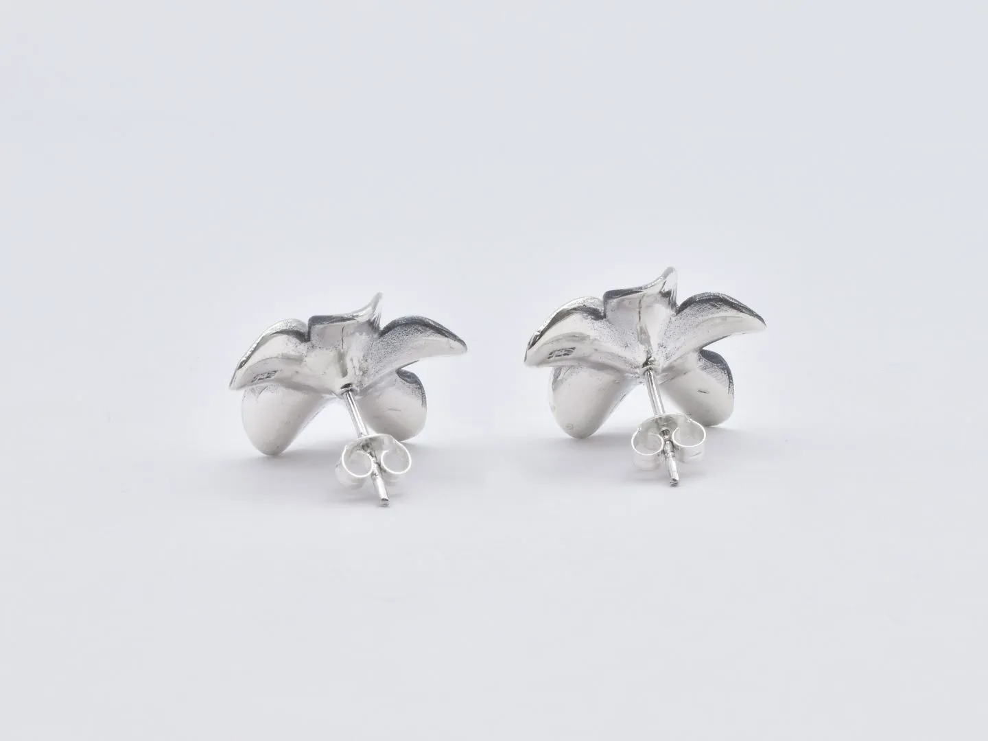 Silver Flower Earrings - Boho Studs, Flower Studs, Hawaiian Flower Studs