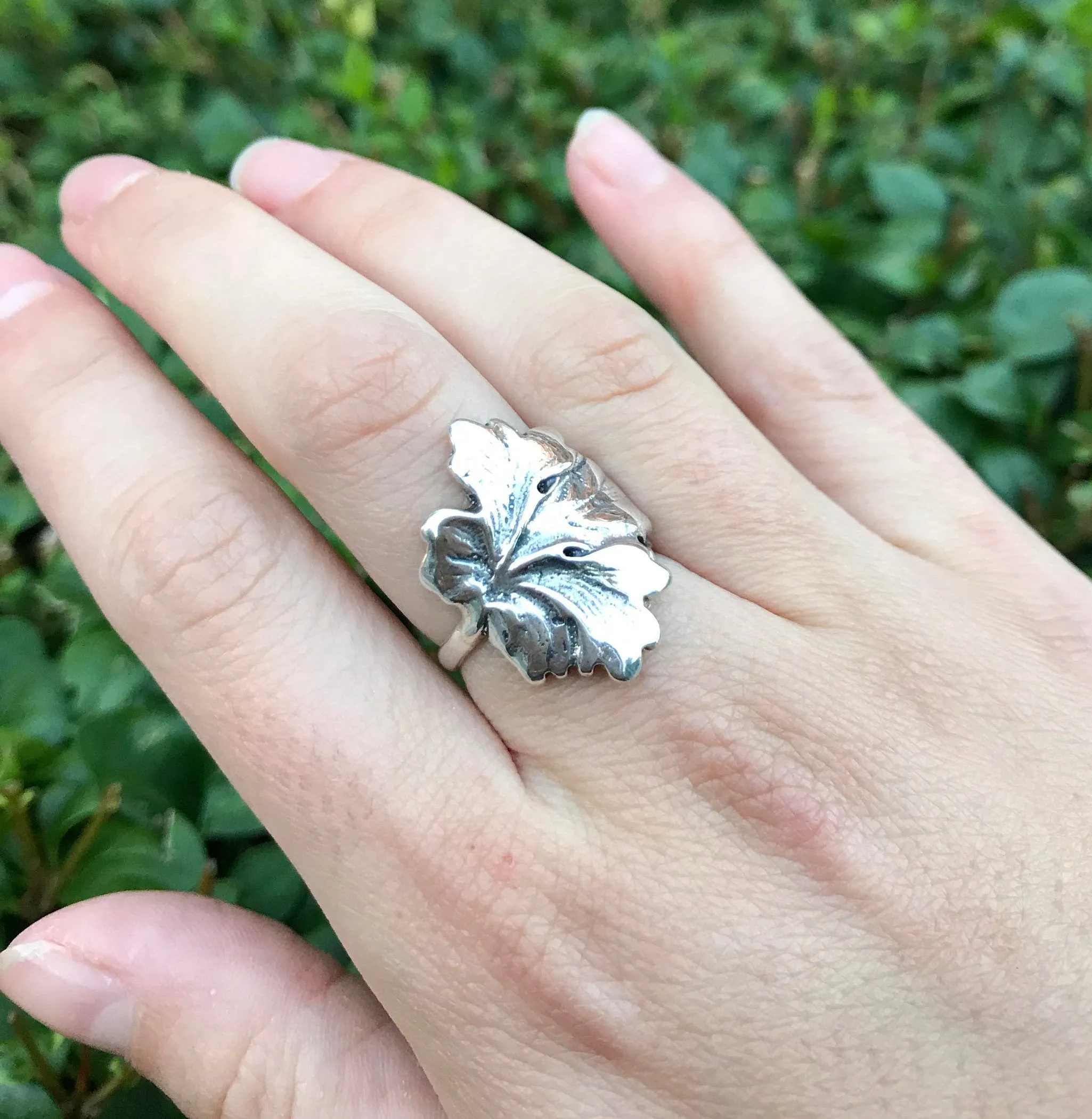 Silver Leaf Ring - Statement Leaf Ring - Large Leaf Ring