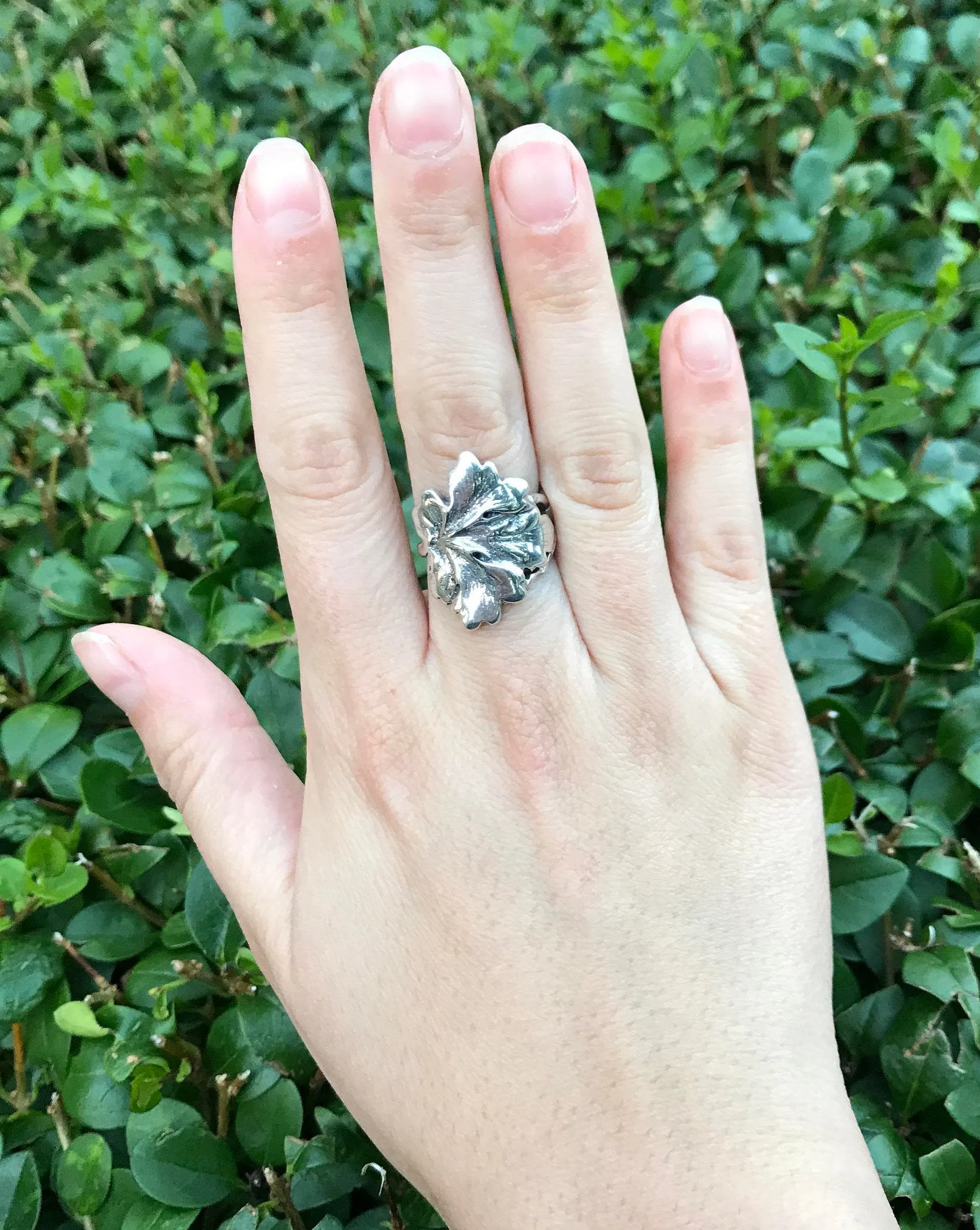 Silver Leaf Ring - Statement Leaf Ring - Large Leaf Ring