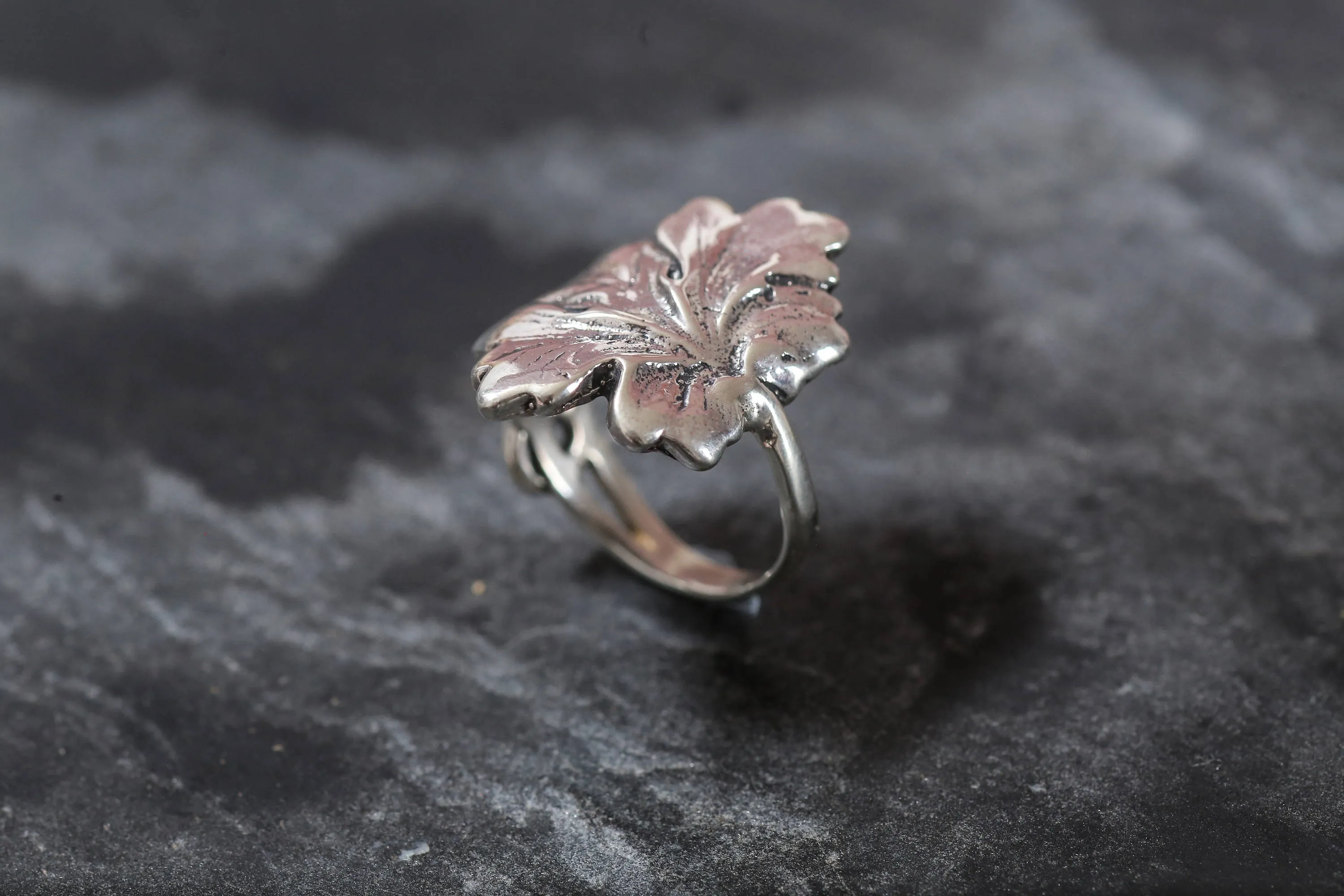 Silver Leaf Ring - Statement Leaf Ring - Large Leaf Ring