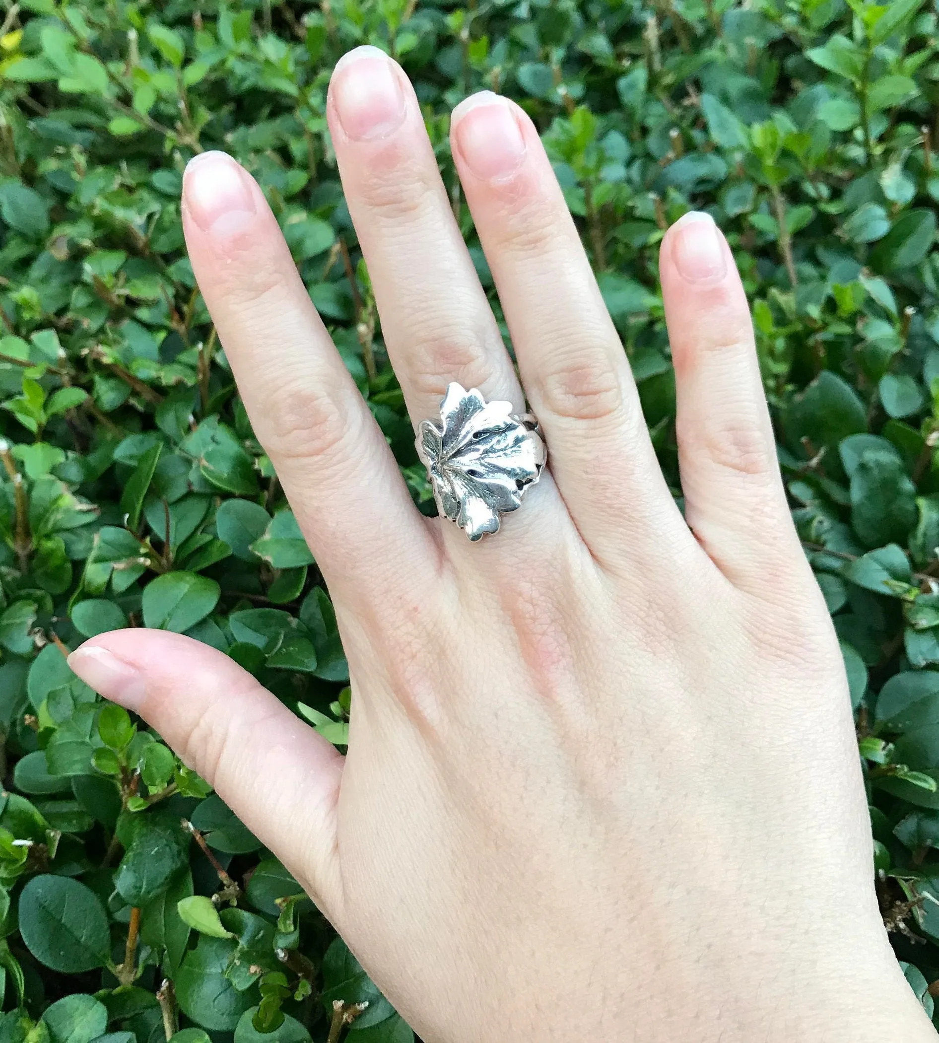 Silver Leaf Ring - Statement Leaf Ring - Large Leaf Ring