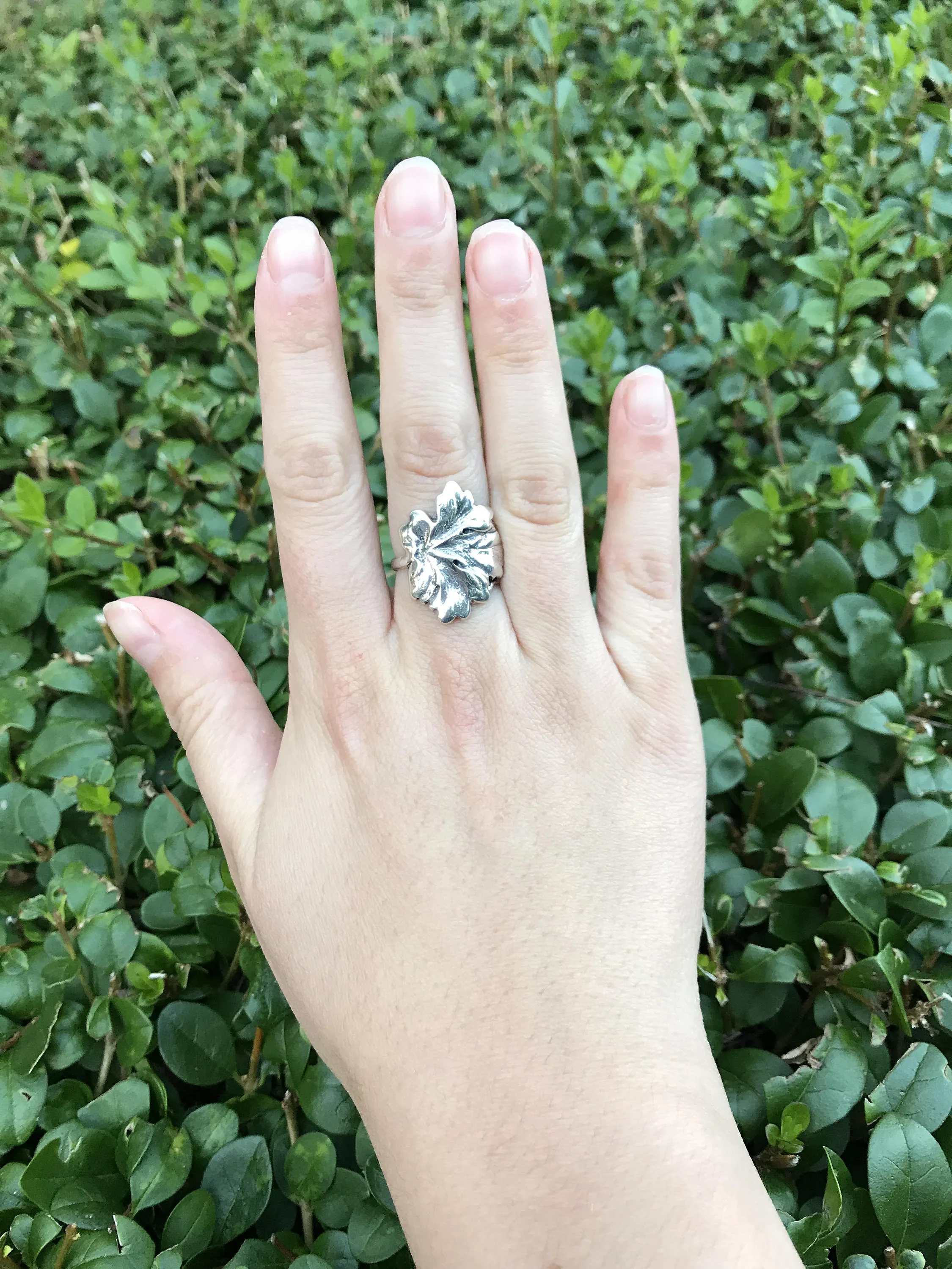 Silver Leaf Ring - Statement Leaf Ring - Large Leaf Ring