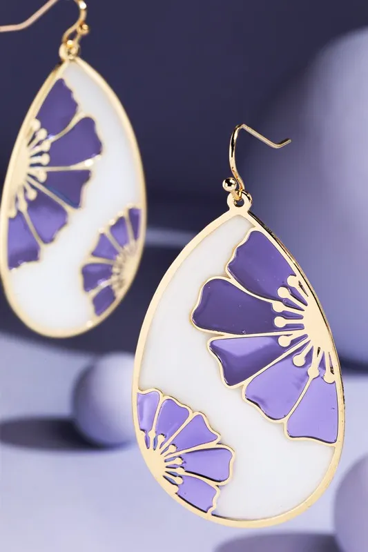 Stained Glass Teardrop Floral Earrings