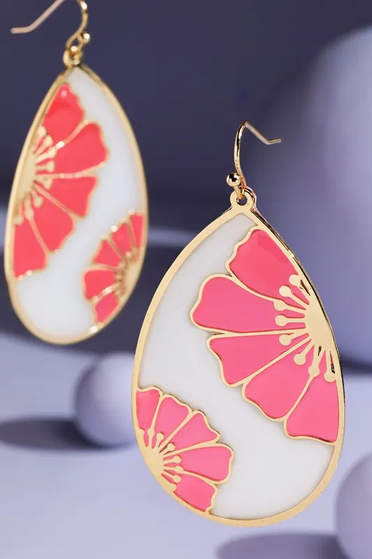 Stained Glass Teardrop Floral Earrings