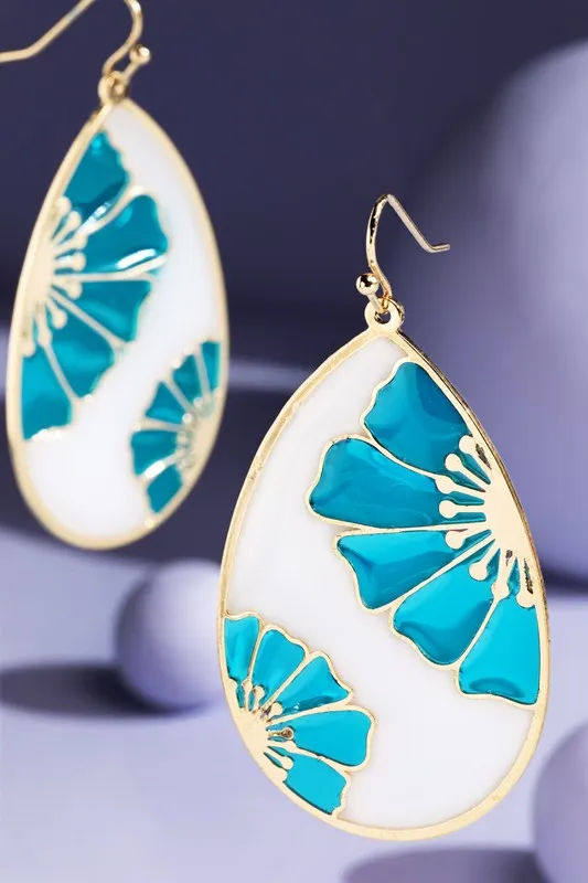 Stained Glass Teardrop Floral Earrings