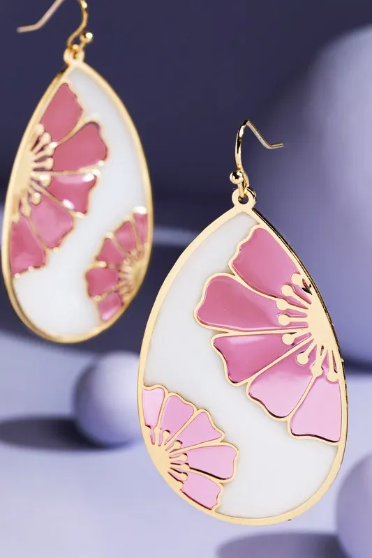 Stained Glass Teardrop Floral Earrings