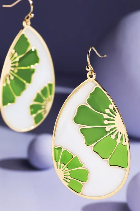 Stained Glass Teardrop Floral Earrings