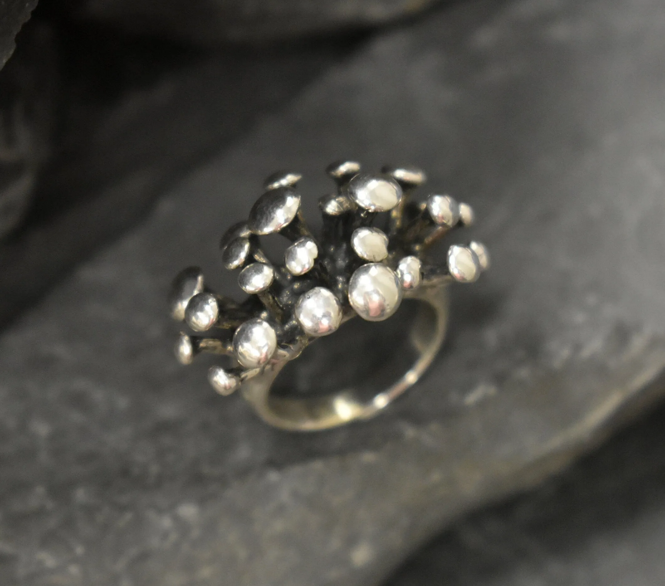 Statement Mushroom Ring - Large Boho Ring - Artistic Silver Ring