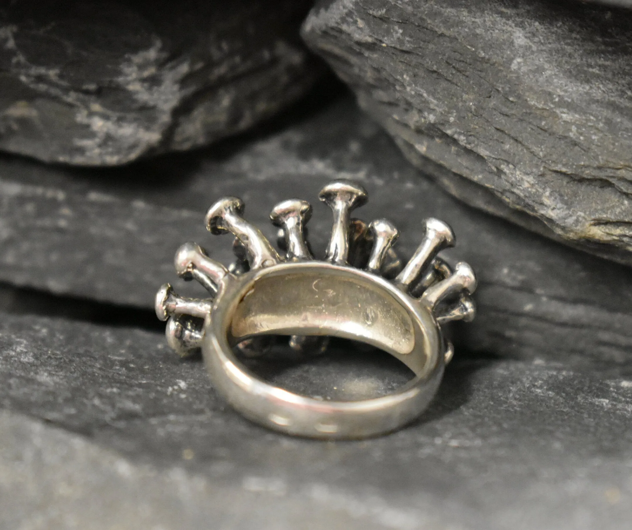 Statement Mushroom Ring - Large Boho Ring - Artistic Silver Ring