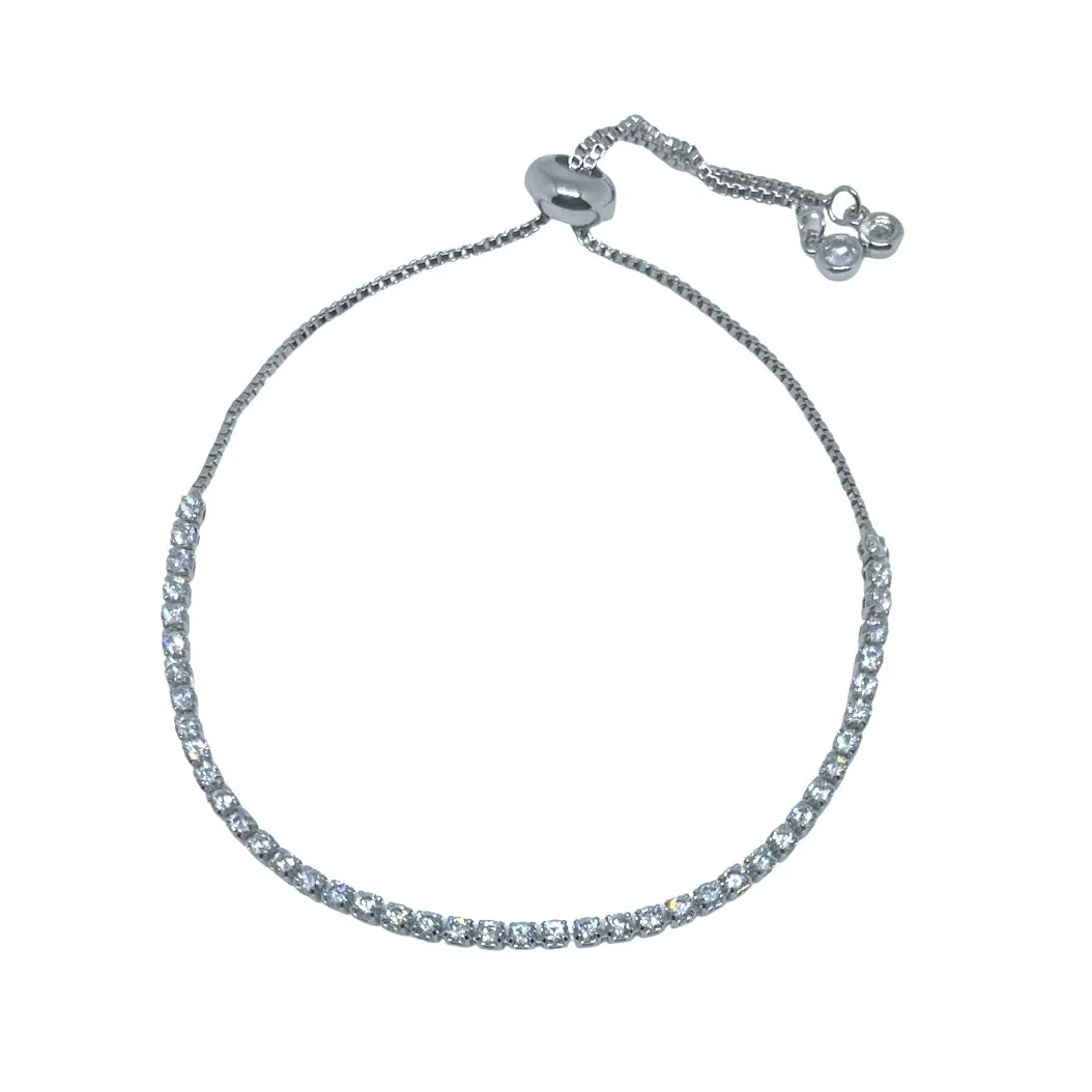 Steph Silver Diamond Chain Adjustable Bracelet