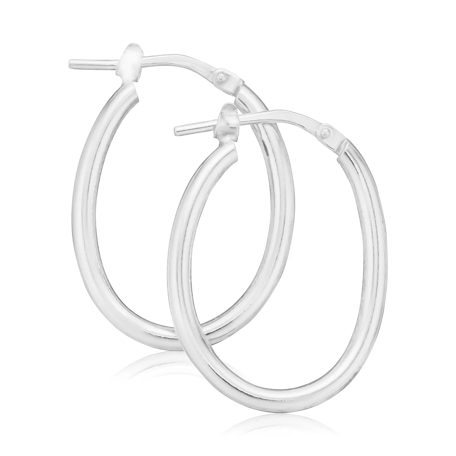 Sterling Silver 15x20mm Oval Hoop Earrings