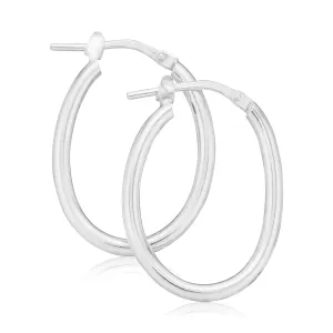 Sterling Silver 15x20mm Oval Hoop Earrings