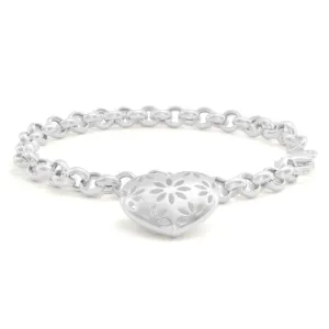 Sterling Silver Belcher Heart Charm 19cm Bracelet