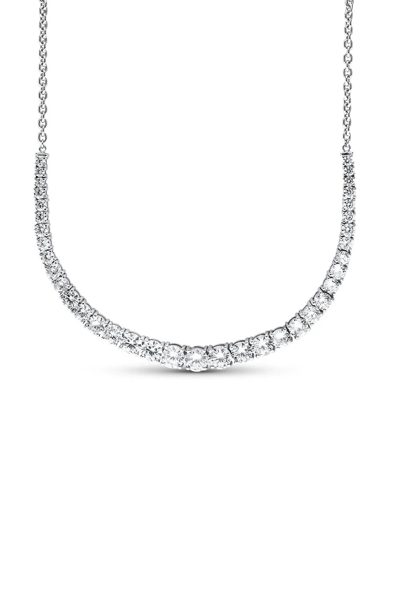 Sterling Silver Cubic Zirconia Graduated Tennis Necklace