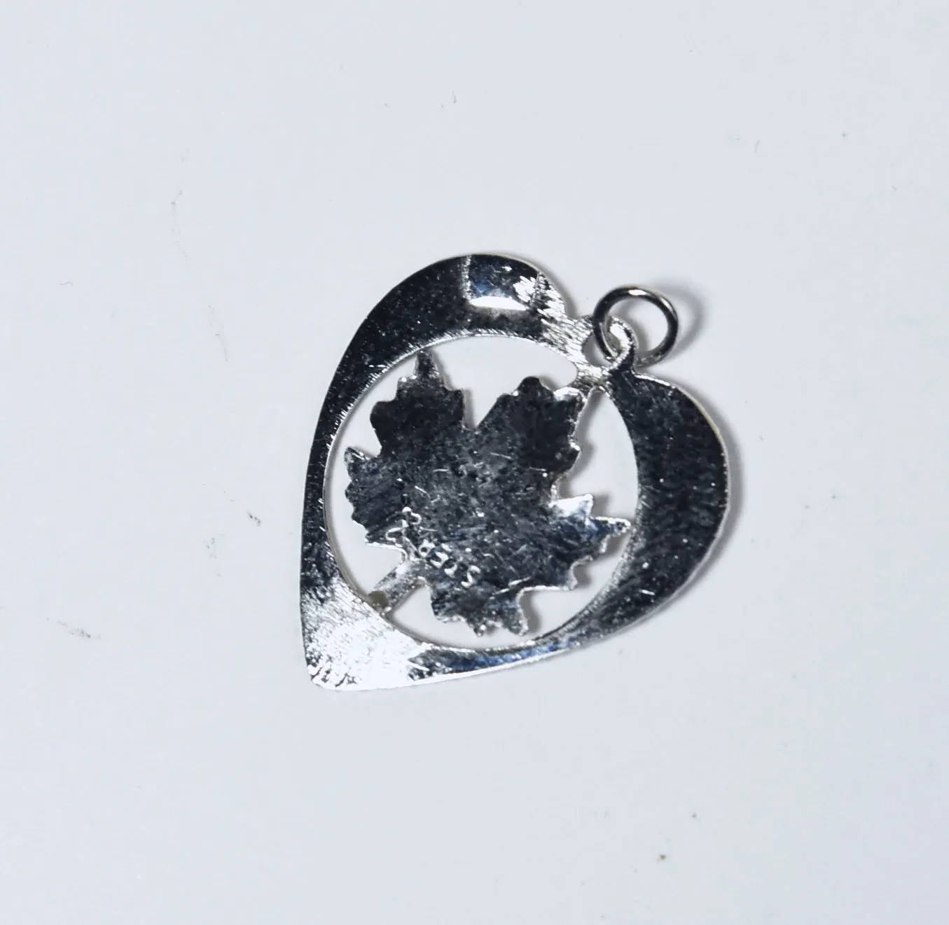 Sterling Silver Maple Leaf Heart Pendant