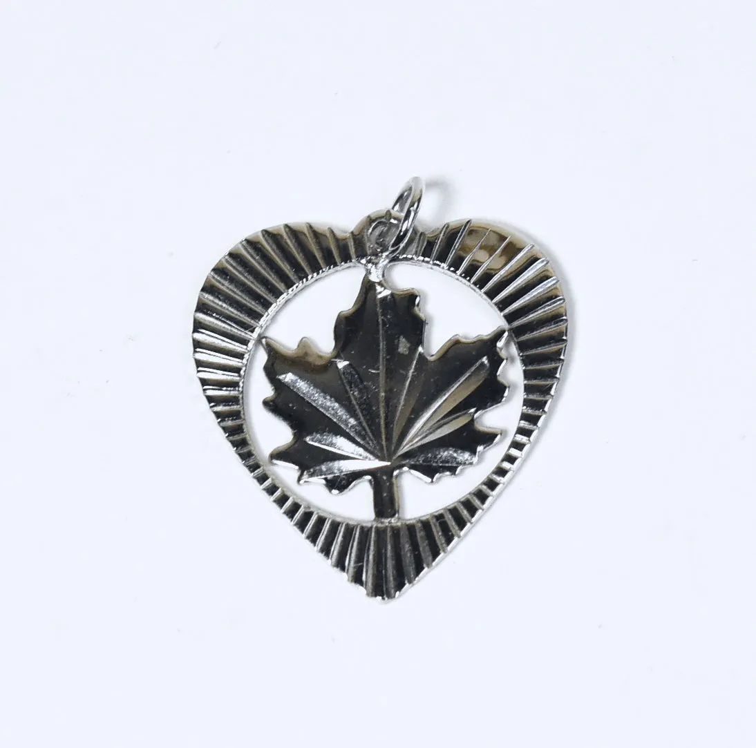 Sterling Silver Maple Leaf Heart Pendant