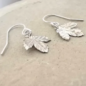 Sterling Silver Maple Leaf Pendant Earrings