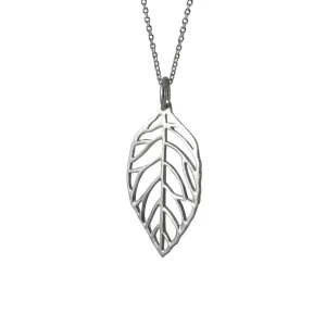 Sterling Silver Open Leaf Pendant Necklace