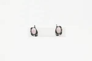 Sterling Silver Pink Opal Oxidized Stud Earrings