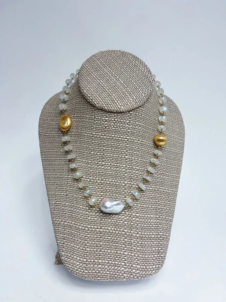 Stone & Pearl Beaded Necklace