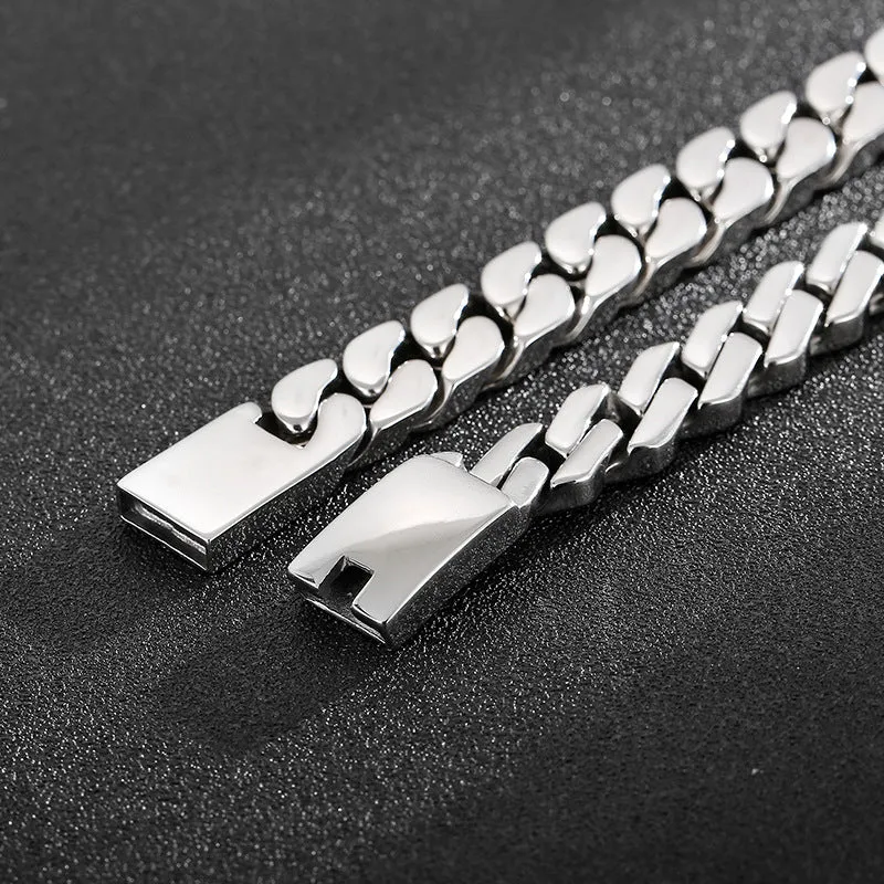 Stylish Korean-Inspired Personalized Stainless Steel Men's Punk Bracelet in Titanium for Trendy Looks