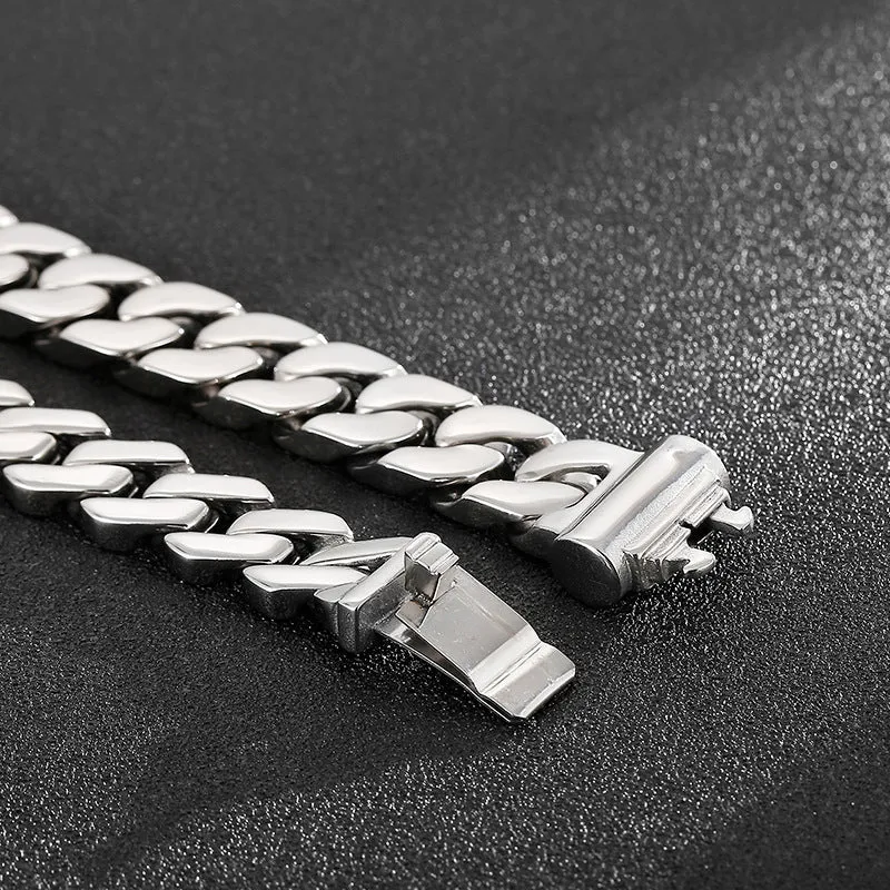 Stylish Korean-Inspired Personalized Stainless Steel Men's Punk Bracelet in Titanium for Trendy Looks