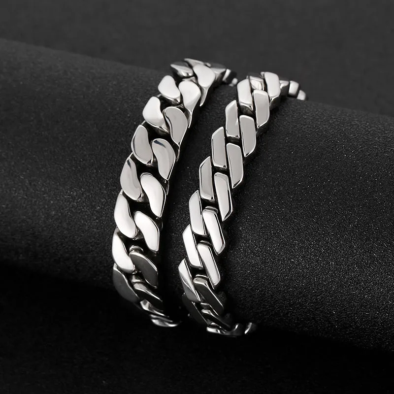 Stylish Korean-Inspired Personalized Stainless Steel Men's Punk Bracelet in Titanium for Trendy Looks