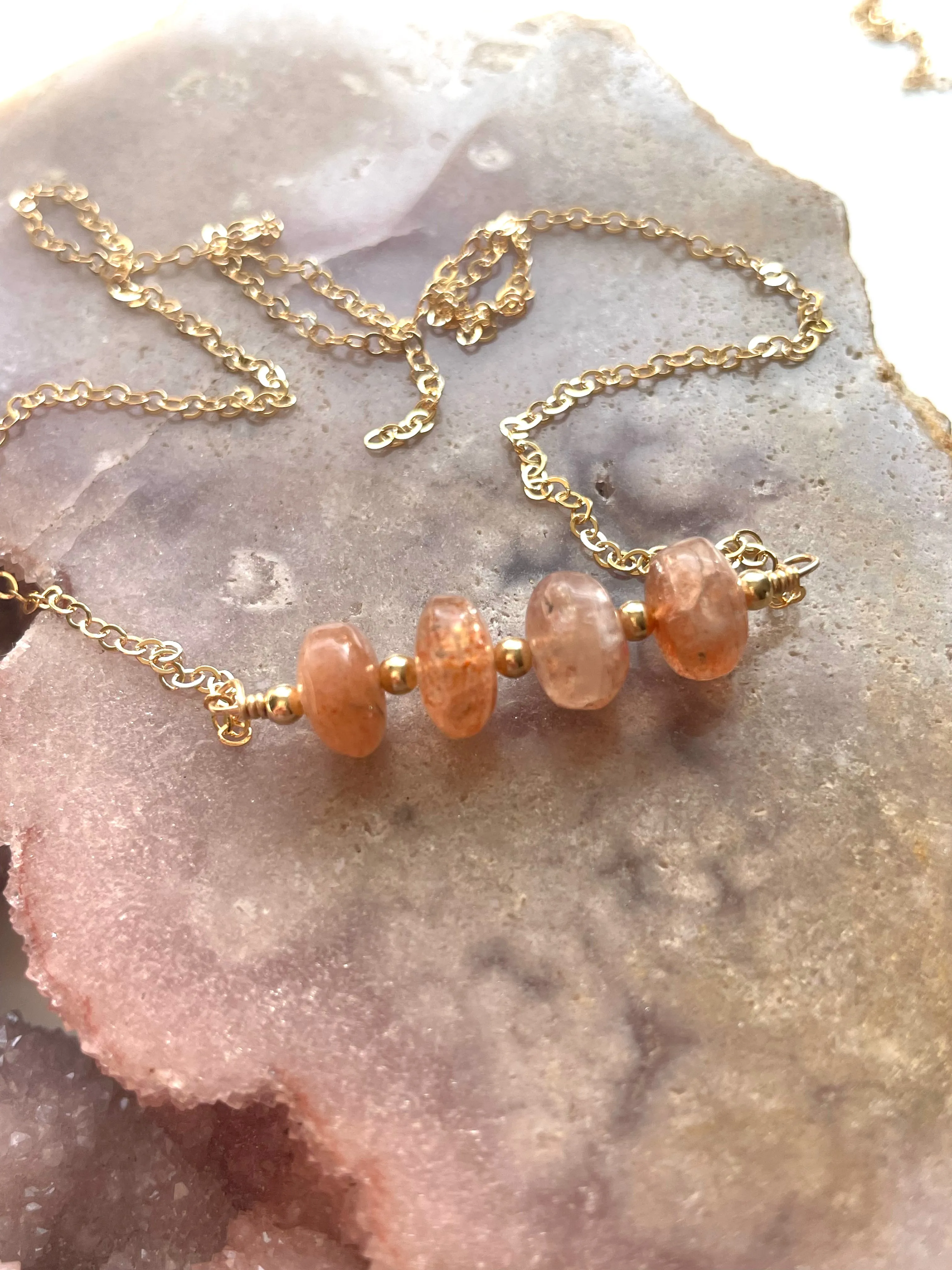 Sunstone Necklace Gold Or Silver