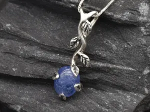 Tanzanite Pendant - Blue Leaf Necklace - Blue Drop Necklace