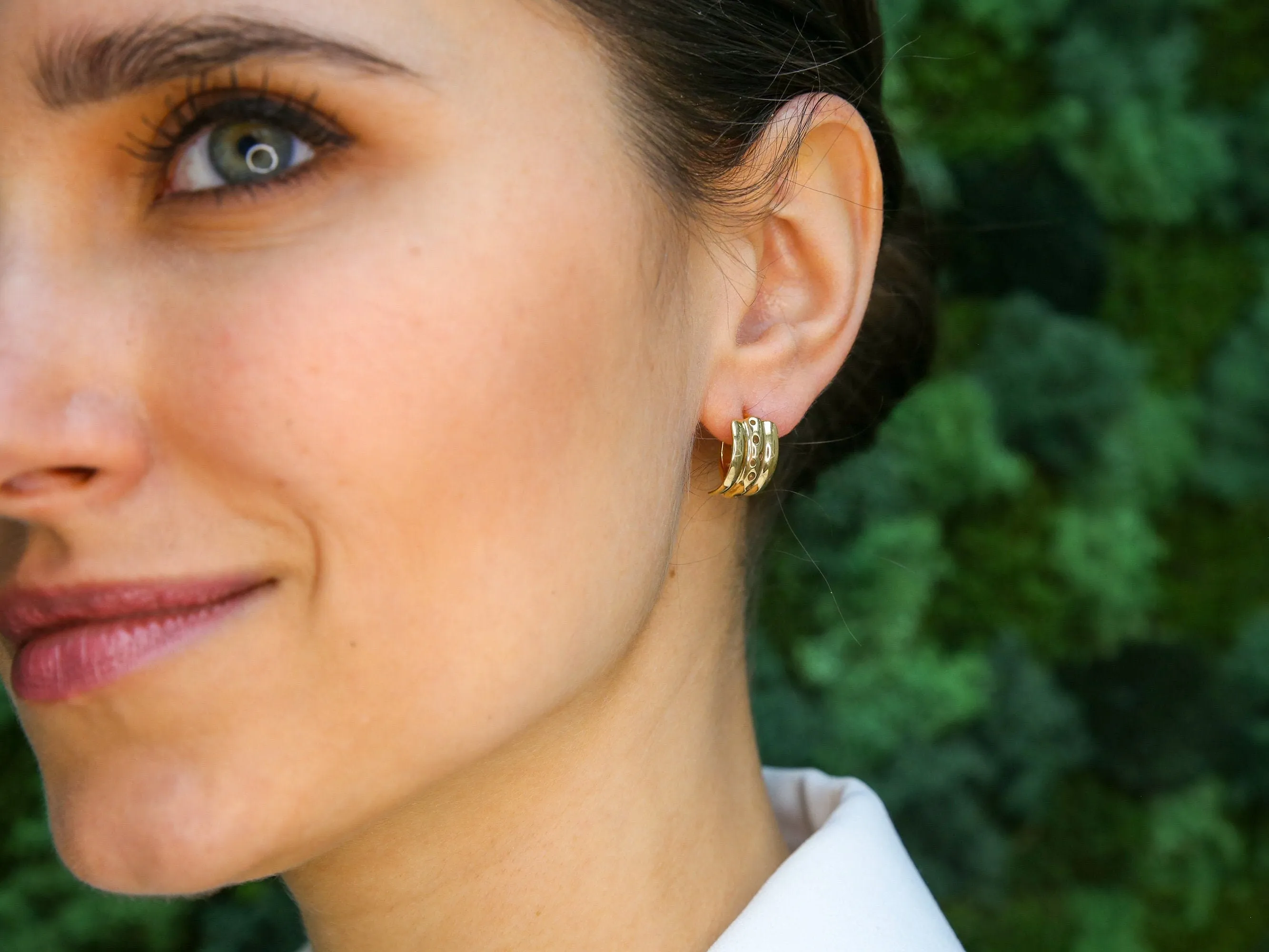 Thick Half Hoop Earrings - Artistic Gold Studs, Vintage Earrings