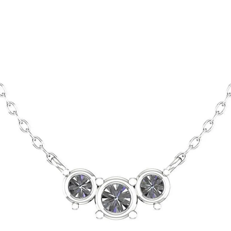 Three Stone Diamond Pendant Necklace 14K White Gold