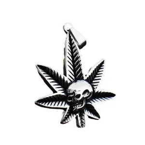 Titanium Steel Leaf Skull Pendant - Retro Punk Jewelry for Men, Wholesale European and American Style