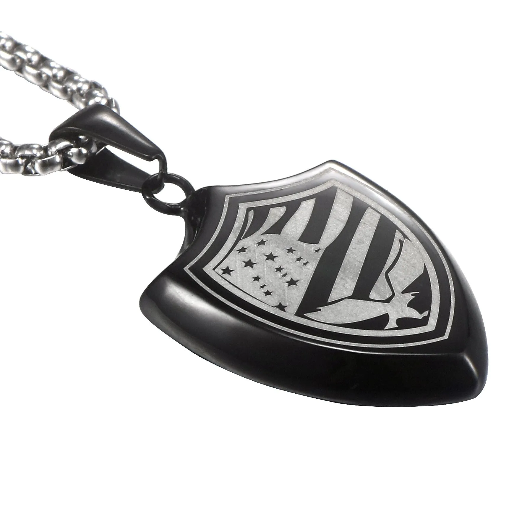 Titanium Steel Seagull Shield Pendant for Men - Retro Personalized Jewelry from Planderful's Everyday Genie Collection