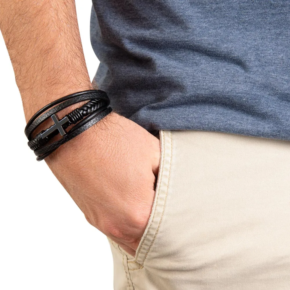 To My Man, Big Crazy Beautiful World Men's Cross Bracelet