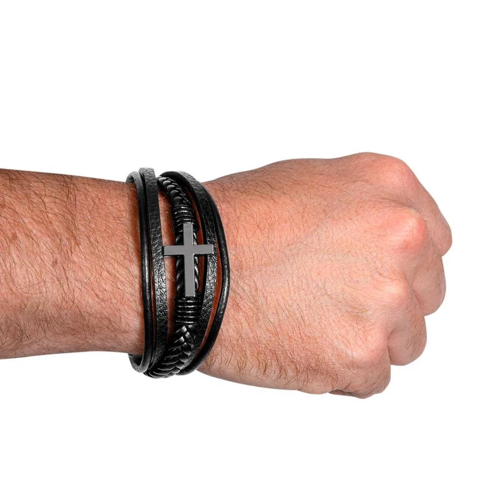 To My Man, Big Crazy Beautiful World Men's Cross Bracelet