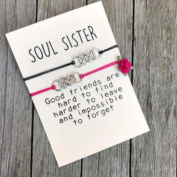 Trendy Infinity Wish Bracelet In Soul Sisters Blessing Card